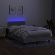 Vidaxl Box spring postelja z vzmetnico LED sv. siva 120x200 cm blago