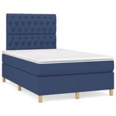 Vidaxl Box spring postelja z vzmetnico moder 120x200 cm blago