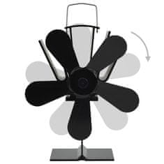 Vidaxl Ventilator za kamin na toploto s 5 krili črn