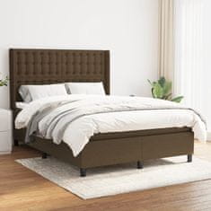 Vidaxl Box spring postelja z vzmetnico temno rjav 140x190 cm blago
