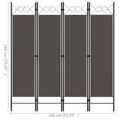 Vidaxl Paravan 4-delni antraciten 160x180 cm