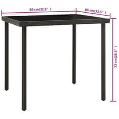 Vidaxl Vrtna jedilna miza antracitna 80x80x72 cm steklo in jeklo