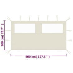 Vidaxl 3070421 Gazebo Sidewall with Windows 4x2 m Cream (315310)