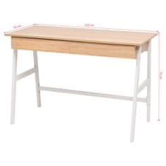 Vidaxl Pisalna miza 110x55x75 cm barva hrasta in bela