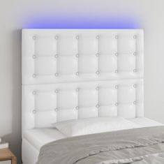 Vidaxl LED posteljno vzglavje belo 80x5x118/128 cm umetno usnje