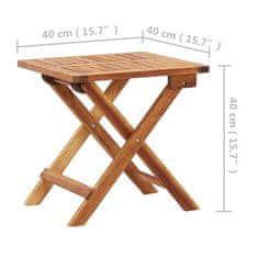 Vidaxl Zložljiva vrtna klubska mizica 40x40x40 cm trden akacijev les