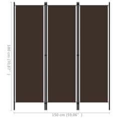 Vidaxl Paravan 3-delni rjav 150x180 cm