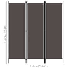 Vidaxl Paravan 3-delni antraciten 150x180 cm