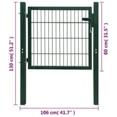 Vidaxl 2D Vrata za Ograjo (Enojna) Zelene Barve 106 x 130 cm