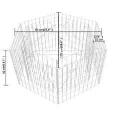 Vidaxl Šestkotna visoka greda gabion 100x90x50 cm