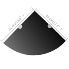 Vidaxl Kotne police 2 kosa s kromiranimi nosilci steklo črne 35x35 cm