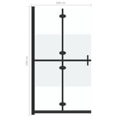 Vidaxl Zložljiva pregrada za tuš delno mlečno ESG steklo 100x190 cm