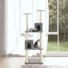 Vidaxl Praskalnik za mačke s sisalovimi stebri, svetlo siv, 141 cm