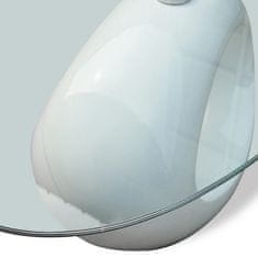 Vidaxl Klubska mizica z ovalnim steklenim namizjem visok sijaj bela