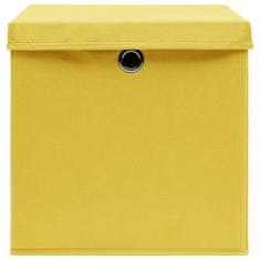 Vidaxl Škatle za shranjevanje s pokrovi 4 kosi rumene 32x32x32 cm