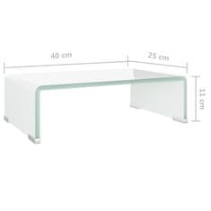 Vidaxl Stojalo za TV/Računalniški Zaslon Belo Steklo 40x25x11 cm