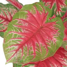 Greatstore Umetna rastlina kaladija v loncu 70 cm zelena in rdeča