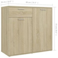 Vidaxl Komoda sonoma hrast 80x36x75 cm iverna plošča