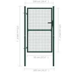 Vidaxl Vrata za ograjo iz jekla 100x125 cm zelena