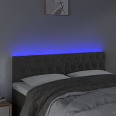 Vidaxl LED posteljno vzglavje temno sivo 160x7x78/88 cm žamet