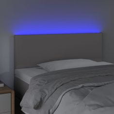 Vidaxl LED posteljno vzglavje sivo 90x5x78/88 cm umetno usnje