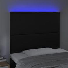 Vidaxl LED posteljno vzglavje črno 100x5x118/128 cm umetno usnje