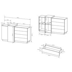 KONDELA Dvovratna komoda s predali Trio 2D4S - bel/zlat craft hrast