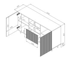 Cama meble Dvovratna komoda s predalom Pafos 150 2D1S - bela