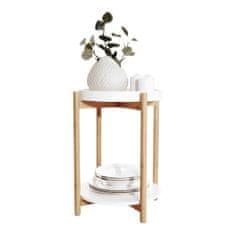 KONDELA Kabra stranska mizica s snemljivim pladnjem - bela / naravna