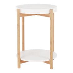 KONDELA Kabra stranska mizica s snemljivim pladnjem - bela / naravna