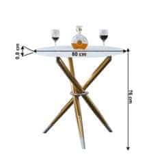 KONDELA Okrogla jedilna miza Donio - bela / zlata