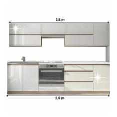 KONDELA Kitchen Line 260 - bela visoki sijaj / sonoma hrast