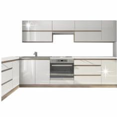 KONDELA Kitchen Line 260 - bela visoki sijaj / sonoma hrast