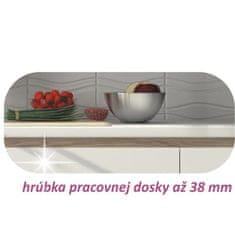 KONDELA Kitchen Line 260 - bela visoki sijaj / sonoma hrast