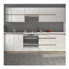 KONDELA Kitchen Line 260 - bela visoki sijaj / sonoma hrast