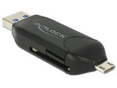 Delock Micro USB OTG bralnik kartic + USB 3.0 A moški