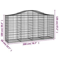 Vidaxl Obokana gabionska košara 18 kos 200x50x100/120cm cinkano železo