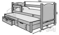 Trianova Postelja Campos 75x180 cm z dodatnim ležiščem - bor