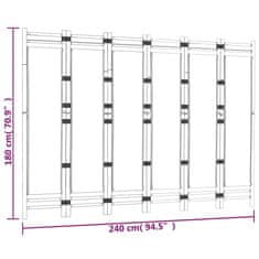 Vidaxl Zložljiva 6-delna pregradna stena 240 cm bambus in platno