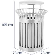 NEW Mestni zabojnik za odpadke na prostem okrogel z nadstreškom 23 l STAL srebrn