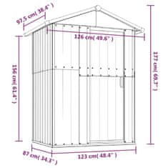 Vidaxl Vrtna lopa siva 126x97,5x177 cm pocinkano jeklo