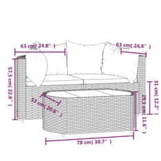 Vidaxl Vrtna sedežna garnitura 3-delna z blazinami črn poli ratan