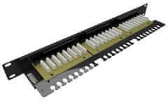 Solarix Patch panel 24 x RJ45 CAT6 UTP z veznim trakom 1U SX24L-6-UTP-BK-N