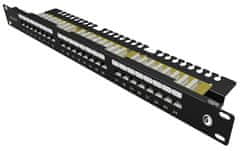 Solarix Patch panel 24 x RJ45 CAT6 UTP z veznim trakom 1U SX24L-6-UTP-BK-N