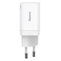 BASEUS CCSUPP-E02 Hitri polnilec Super Si USB + USB-C 30W, bela