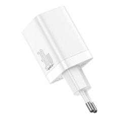 BASEUS CCSUPP-E02 Hitri polnilec Super Si USB + USB-C 30W, bela