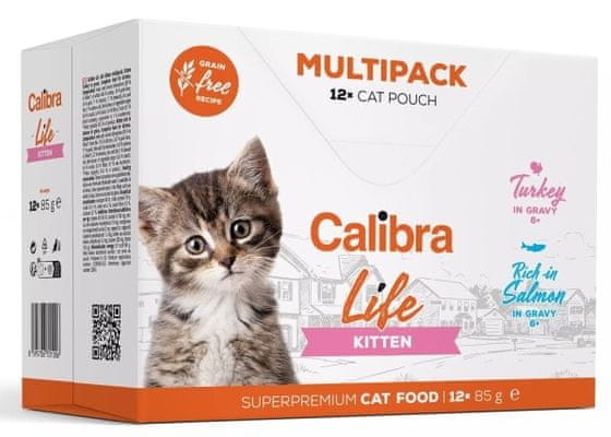  Calibra Life hrana za mačke, z lososom in puranom v omaki, 12 x 85 g