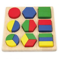 Viga Toys Lesena sestavljanka Geometrijske figure 18 kosov Montessori