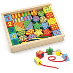 Viga Toys Lesene izobraževalne kocke za otroško nitkanje Toys Montessori