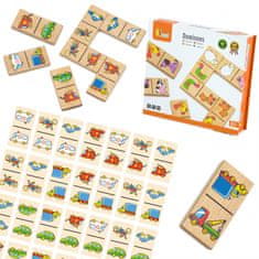 Viga Toys VIGA Izobraževalni leseni domino igralni set Vozila 28 kosov za valjanje Montessori